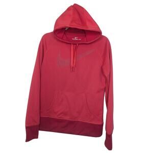 Nike Therma Fit Hoodie Hot Pink Fuchsia Pull Over Sweatshirt Womens Size Medium